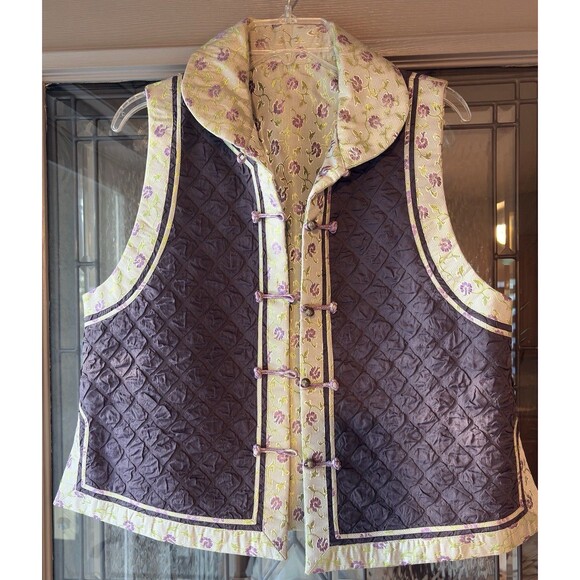Rising Phoenix Medium Women's Reversible Quilted Silk Blend Vest Asian Style - Picture 1 of 16